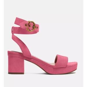 Coach Women’s Serena Heel Sandal Pink Suede Size 6.5